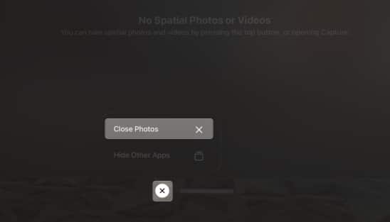 tap and hold the close button on vision pro