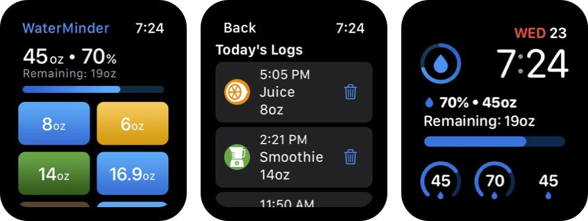 waterminder apple watch health app screenshot