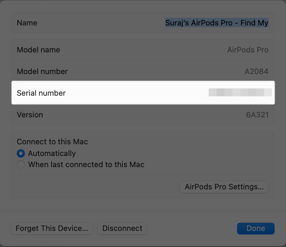 Check your AirPods Pro Serial number