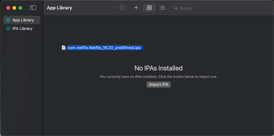 Drag and drop Netflix IPA in PlayCover