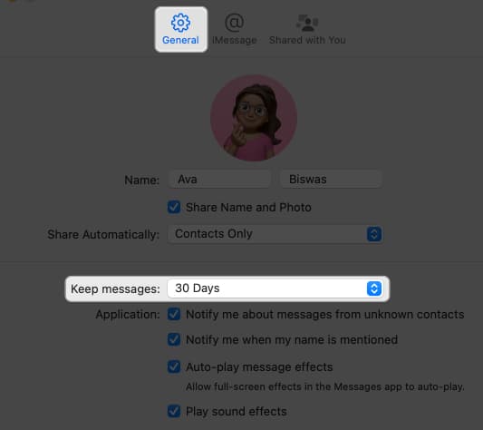 go to general, select 30 days in keep messages in messages settings