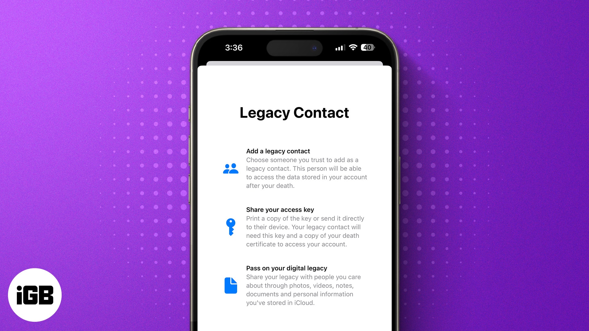 How to add Legacy Contact for Apple ID