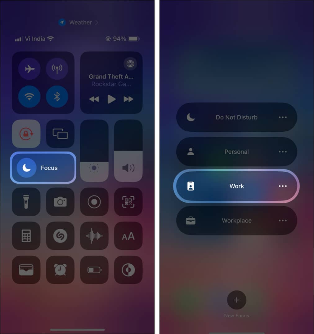 enabling Focus Mode on iPhone