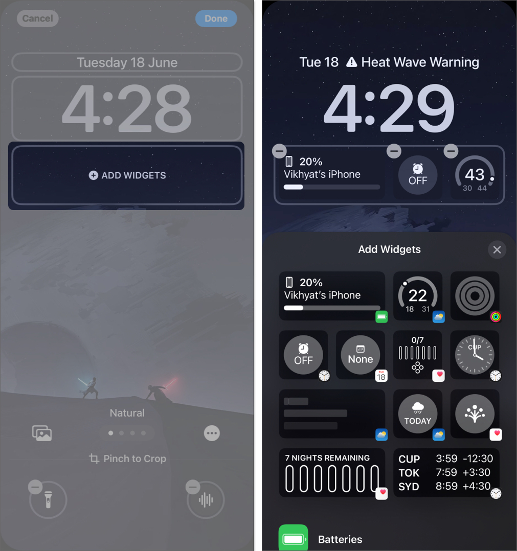 Add new widgets to iPhone Lock Screen