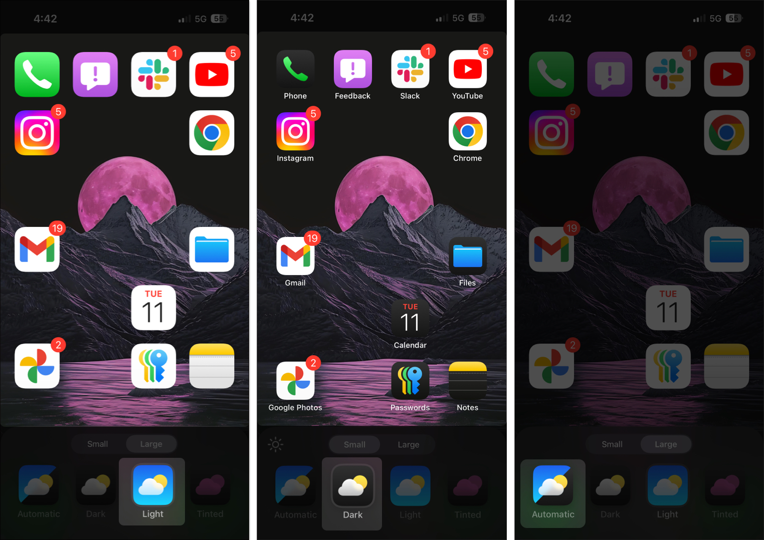 Change app icon theme between Light, Dark, Automatic