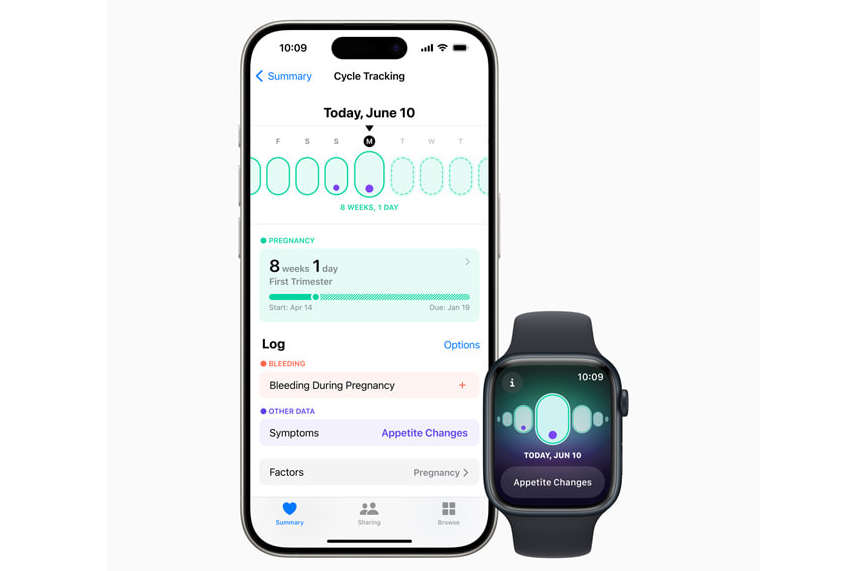 Cycle Tracking app on Apple Watch