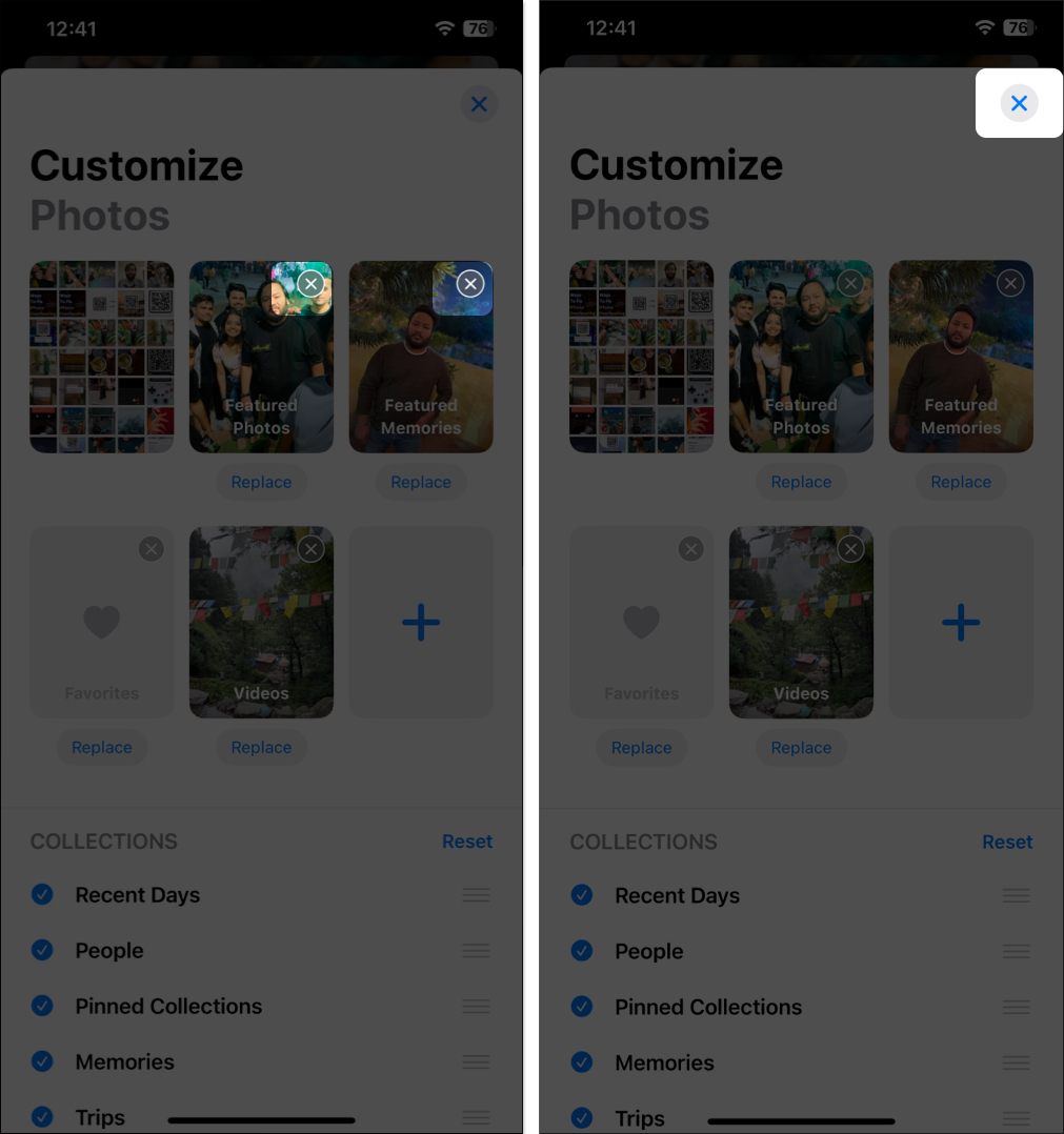 Remove collections from Photos app on iPhone