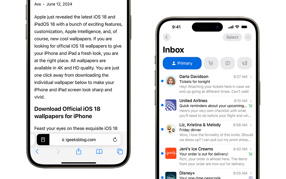 Safari highlight and Mail app customization feature