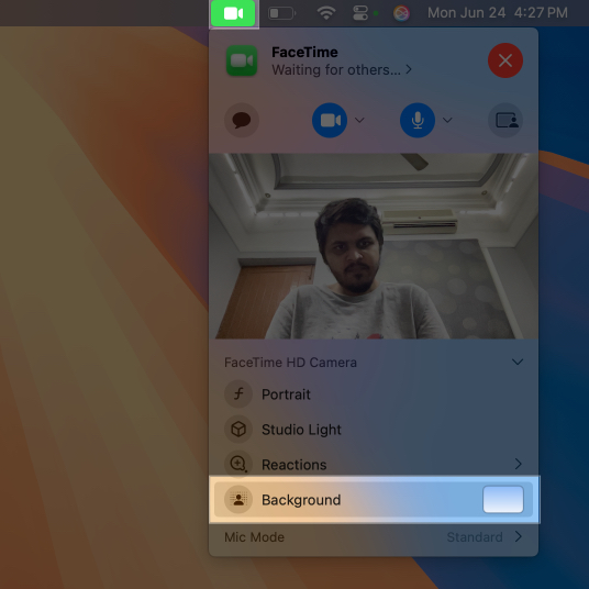 Select Background in FaceTime on Mac