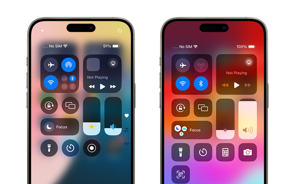 iOS 18 vs iOS 17 Control Center