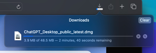 Open ChatGPT dmg file on Mac.
