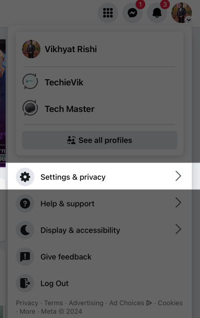 Open Settings and privacy