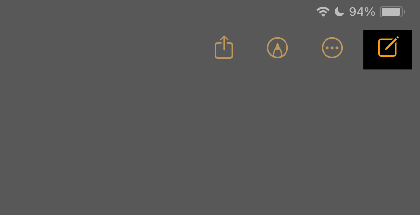 New note button in the Notes app on iPhone.