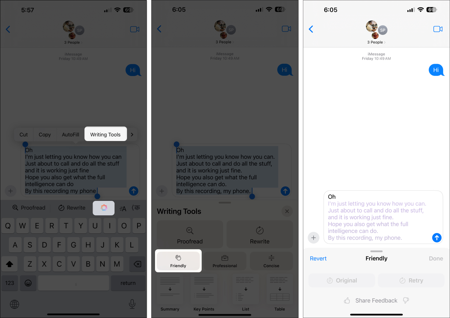 Rewrite content in Friendly tone using Apple Intelligence on iPhone