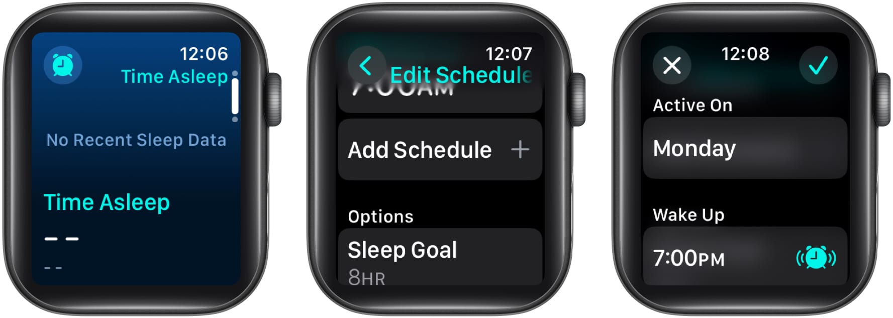 Adding a new Sleep Schedule on an Apple Watch