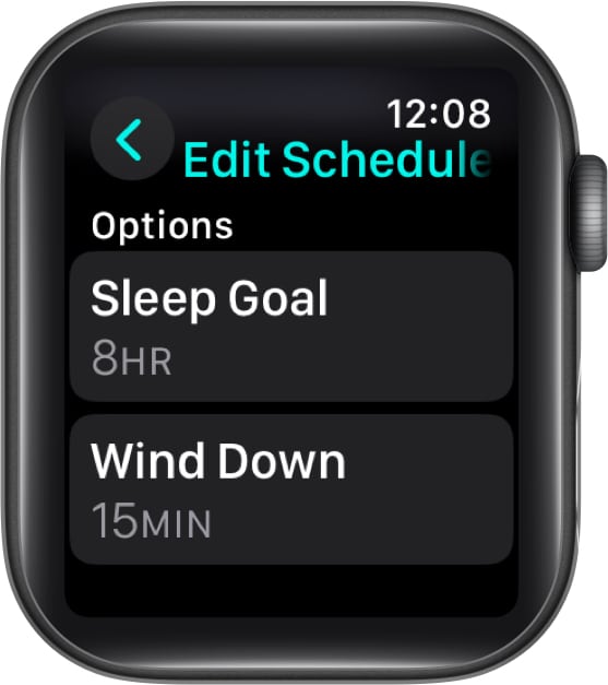 Adjusting Sleep Goal and Wind Down on an Apple Watch