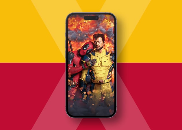 Fiery Deadpool and Wolverine iPhone wallpaper