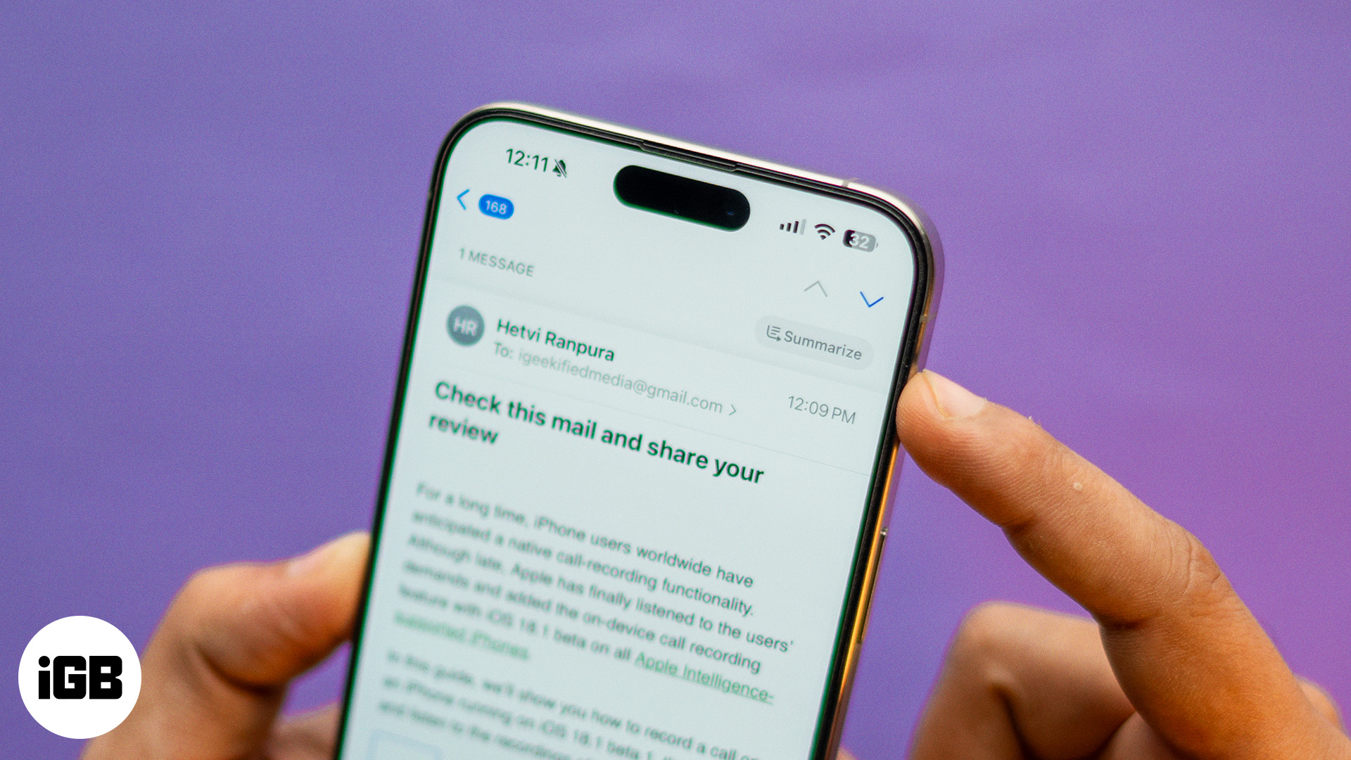 iOS 18.1 beta: How to use Apple Intelligence in the Mail app on an iPhone