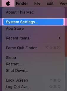 Accessing System Settings from Apple menu on a Mac