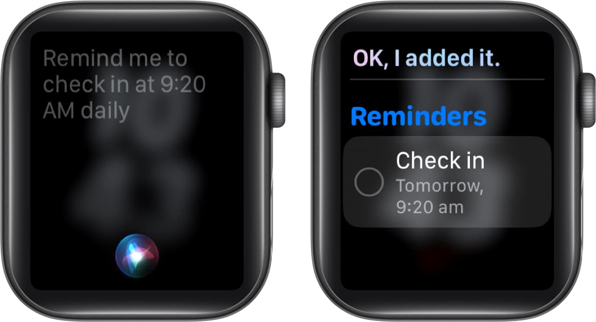 Set Reminder using Siri on Apple Watch