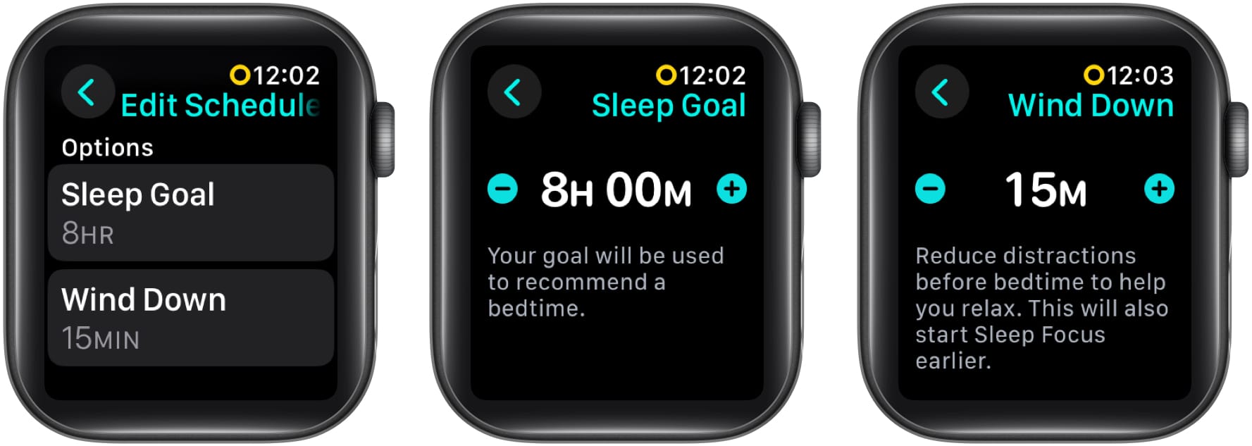 Setting up a Sleep Goal and the Wind Down time on an Apple Watch