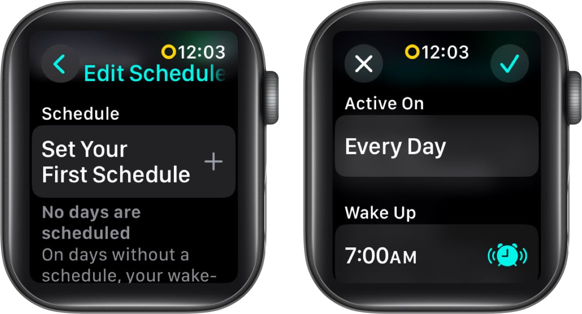 Confirming a Sleep Schedule on an Apple Watch