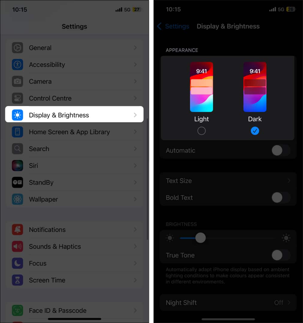 Turn on Dark Mode on iPhone