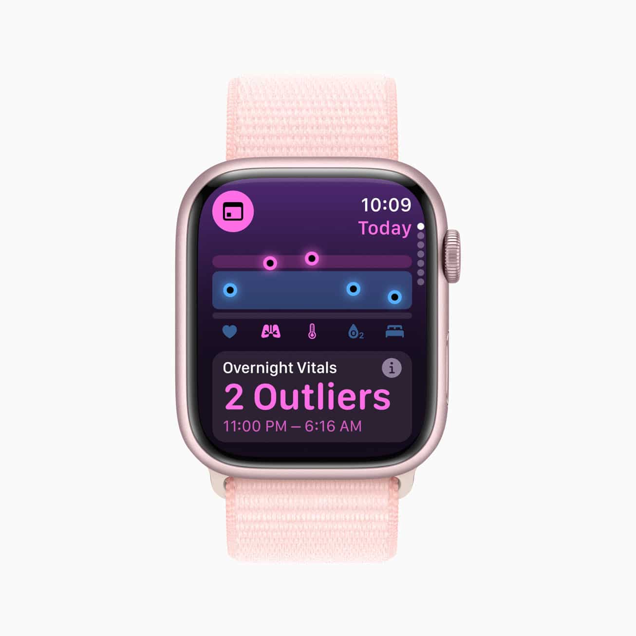 Vitals App on an Apple Watch showing two outliers