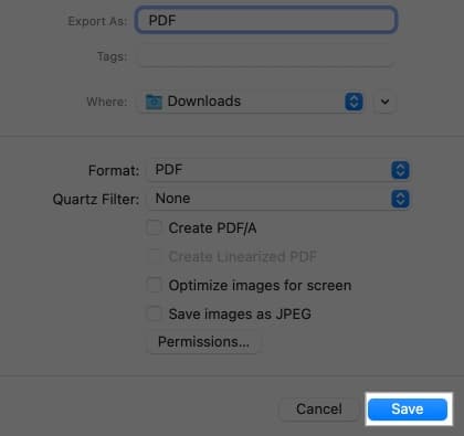 Saving unlocked PDF on a Mac