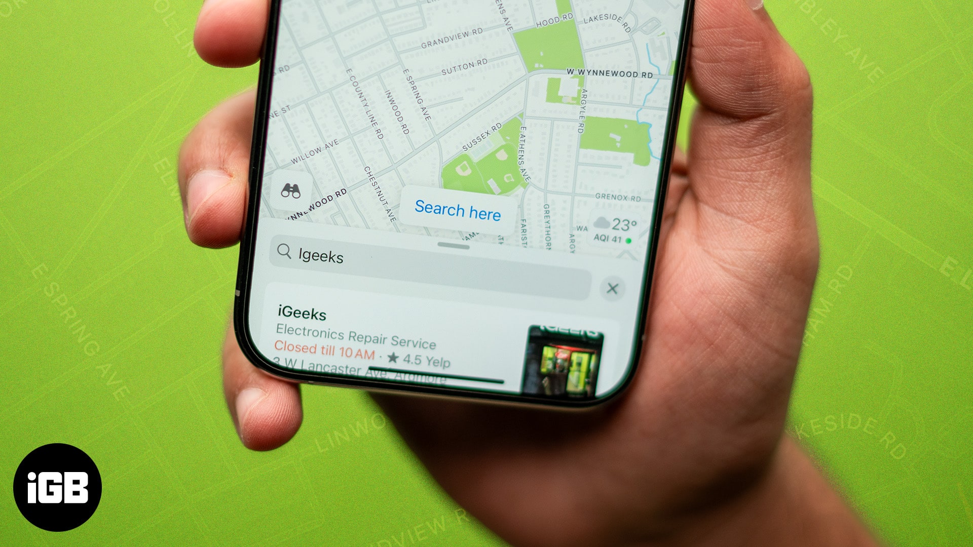 Search Here button in the Apple Maps in iOS 18.