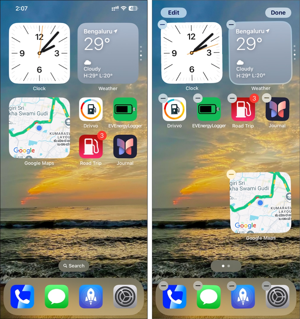 Rearranging widgets on the iPhone Home Screen