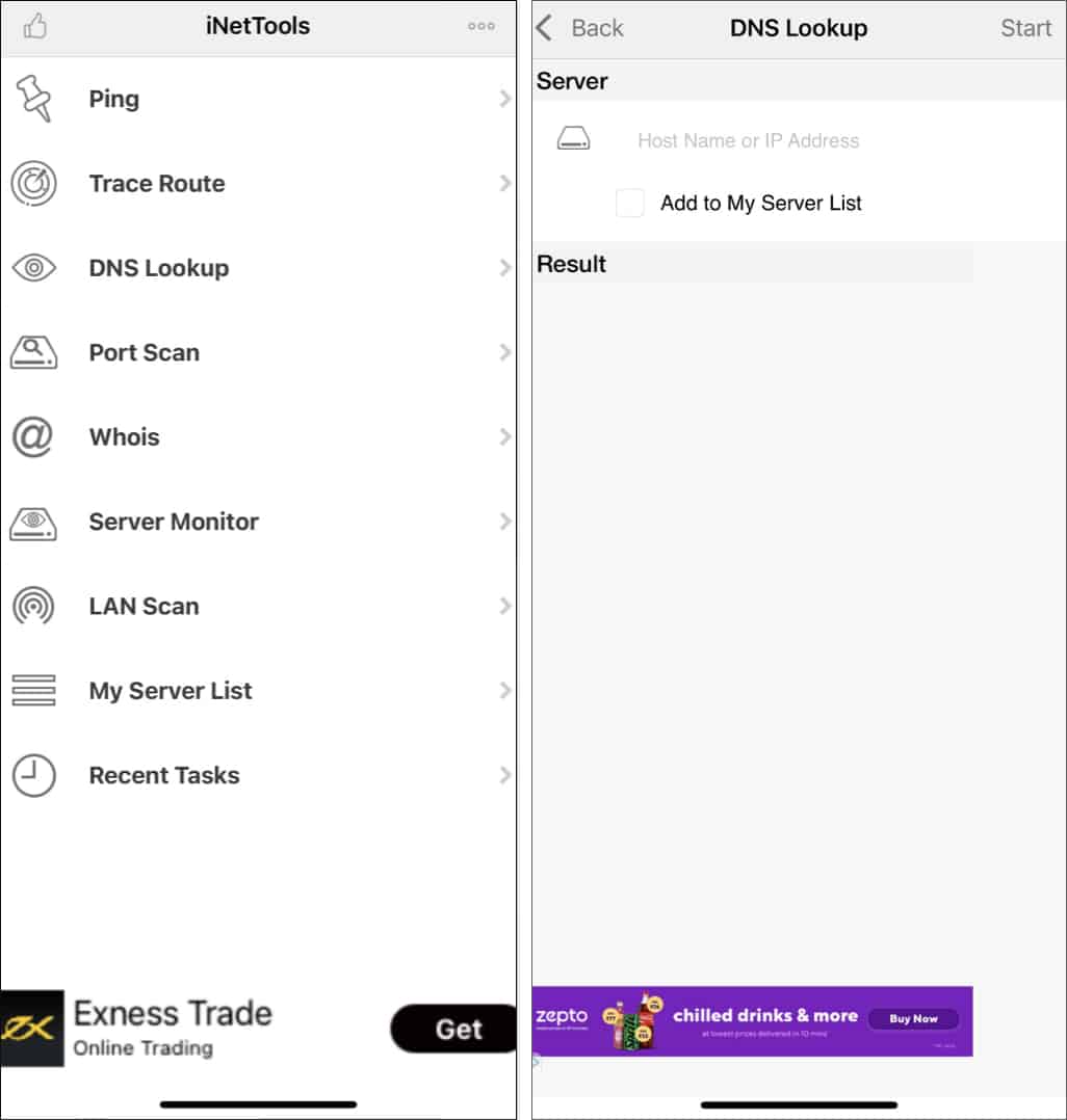 iNetTools Ping DNS Port Scan iOS app