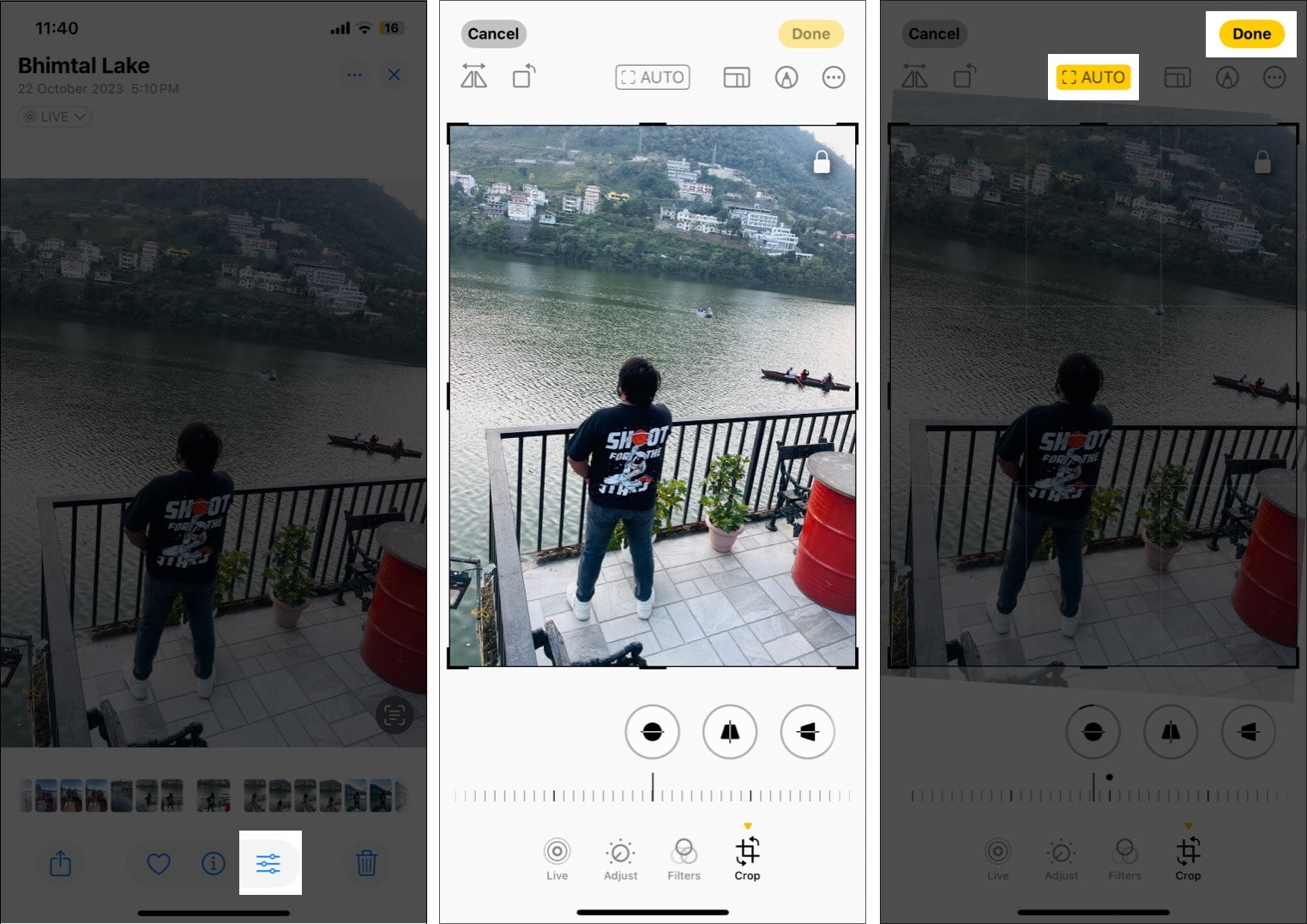 Using the auto crop feature to crop photos automatically in the Photos app in iOS 18