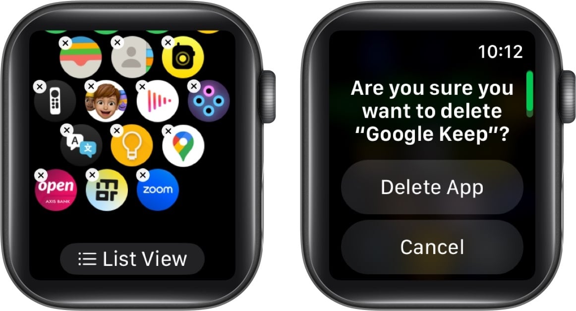 Uninstalling apps from the Apple Watch Home Screen