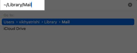 Finding Mail app attachments using the Go to Folder option in Finder on a Mac