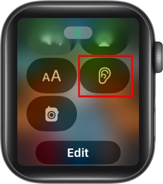 Ear icon on Apple Watch Control center