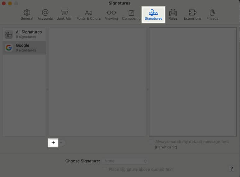 Creating a new signature for the Mail app on the Mac