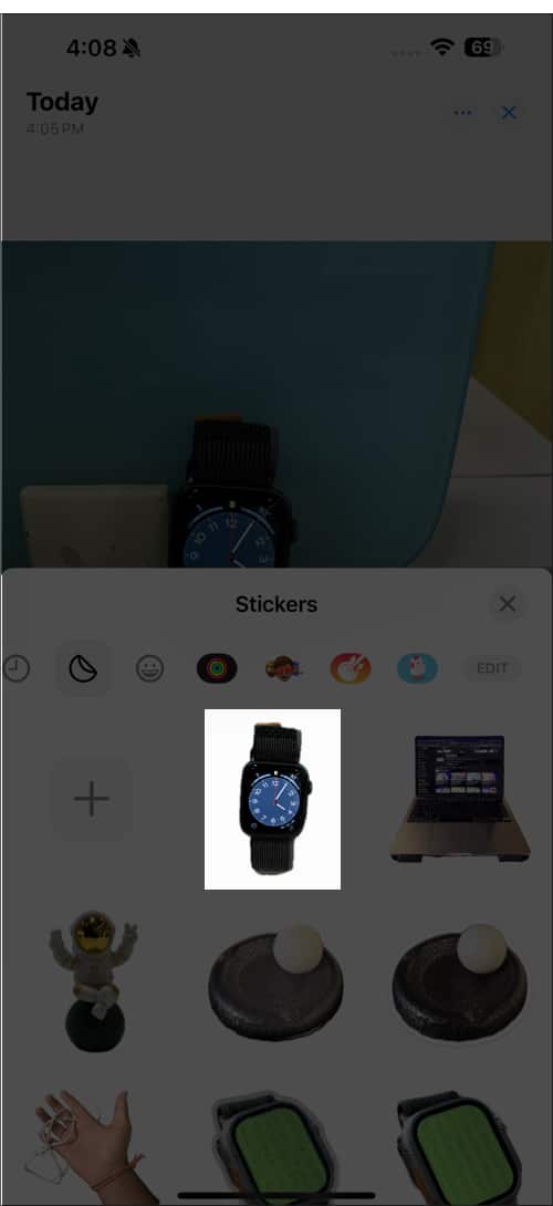 Using the extracted subject as a sticker on the iPhone