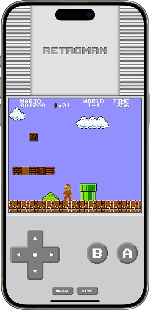 Retroman GameBoy NES Emulator app Vertical UI