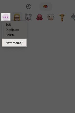 New Memoji option in Messages to create a new Memoji