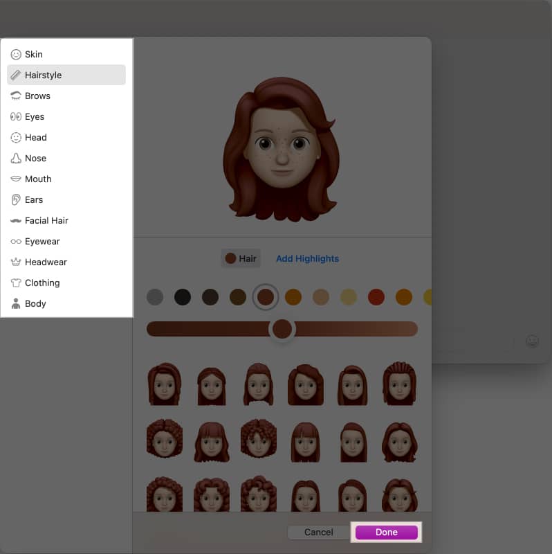 Customizing Memoji in Messages