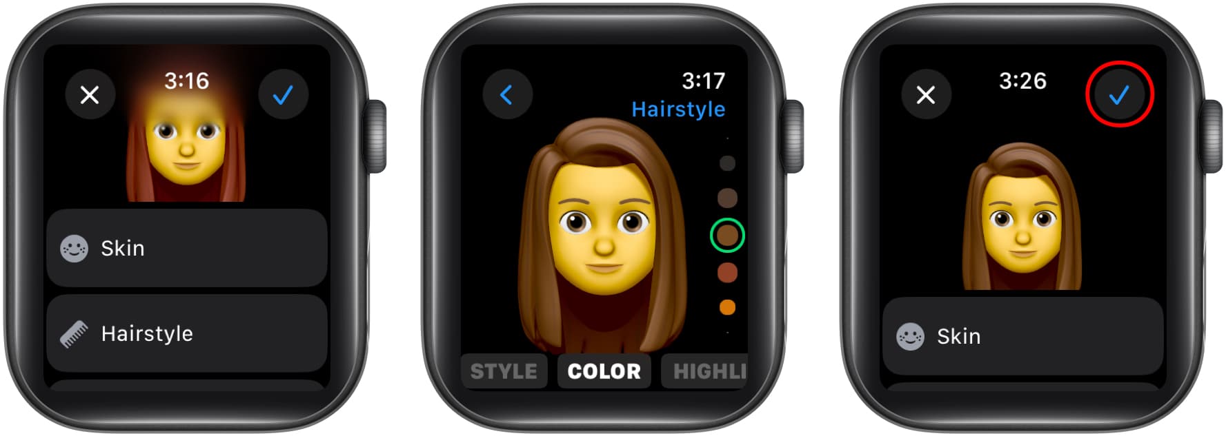 Editing an existing Memoji on an Apple Watch