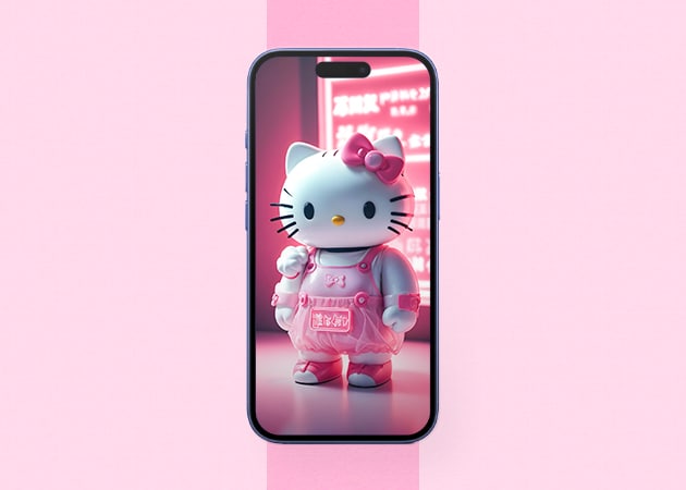 Hello Kitty neon aesthetic wallpaper iPhone mockup