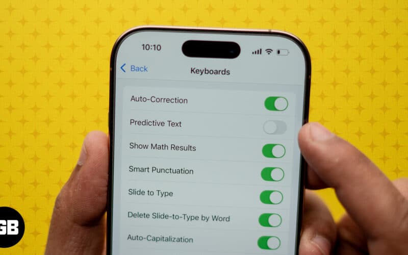 Predictive Text option toggled off in the iPhone Settings app