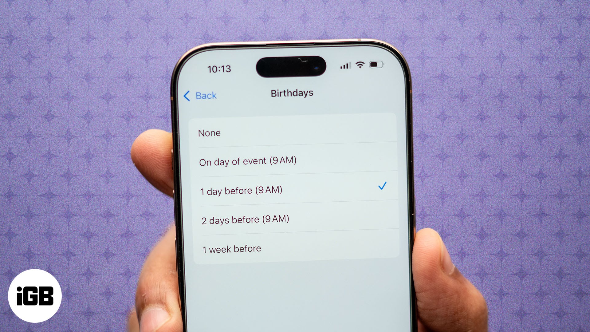 Setting up a birthday reminder on an iPhone