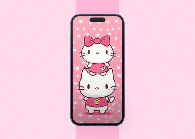 Pink and white Hello Kitty background iPhone mockup