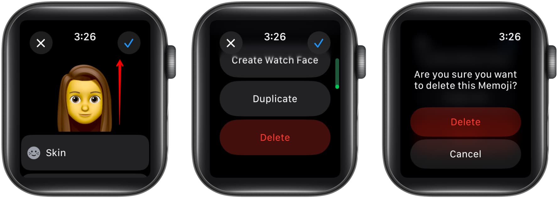 Deleting a Memoji on an Apple Watch