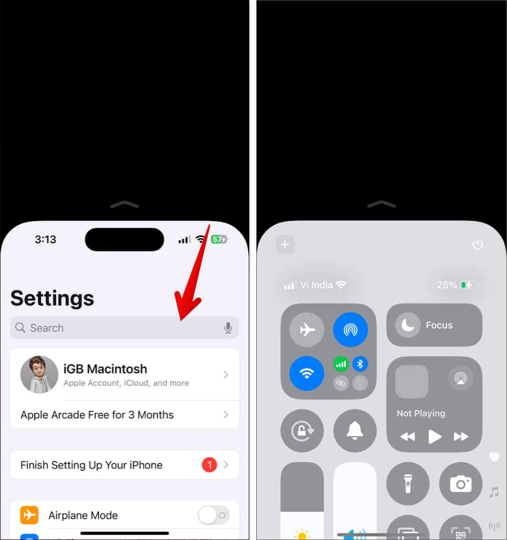 Accessing Control Center while Reachability is enabled on iPhone