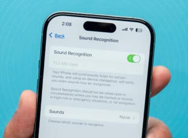 Sound Recognition feature on an iPhone turned on.