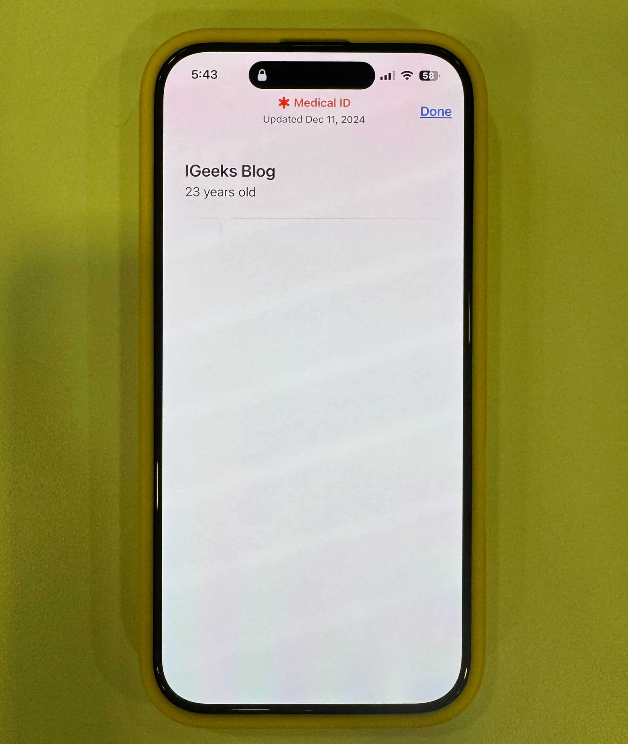 Medical ID on iPhone